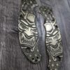 Spyderco Manix 2 Brass Relief Engraved Japanese Devil Mask Design - Aged Brass - EDC Scales - Knife Install Optional
