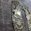 Spyderco Manix 2 Brass Relief Engraved Japanese Devil Mask Design - Aged Brass - EDC Scales - Knife Install Optional