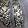 Spyderco Manix 2 Brass Relief Engraved Japanese Devil Mask Design - Aged Brass - EDC Scales - Knife Install Optional