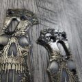 Spyderco Manix 2 Brass Relief Engraved Screaming Skull Design - Aged Brass - EDC Scales - Knife Install Optional - Image 3