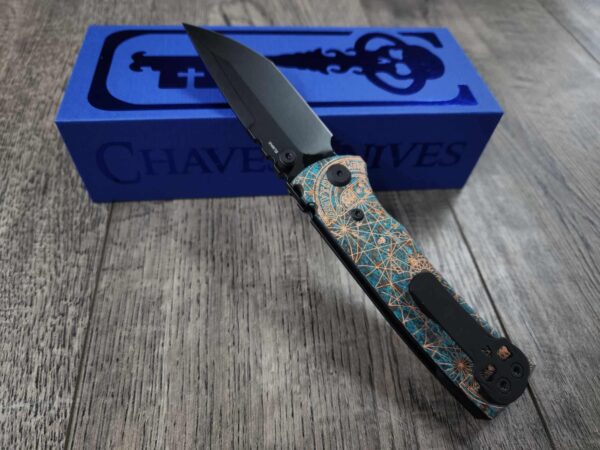 Chaves Redencion Street - Shipwreck Patina - Goonies Map Laser Engraved Copper Scales - Complete Knife - Black Elmax Blade - New In Box