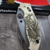 Spyderco Manix 2 Brass Relief Engraved Grim Reaper - Aged Brass - EDC Scales - Knife Install Optional