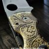 Spyderco Shaman - Paisley - Relief Laser Engraved Brass Scales - Complete Knife - Phosphor Washers - Brass Backspacer - NEW IN BOX