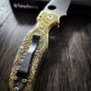 Spyderco Shaman - Paisley - Relief Laser Engraved Brass Scales - Complete Knife - Phosphor Washers - Brass Backspacer - NEW IN BOX