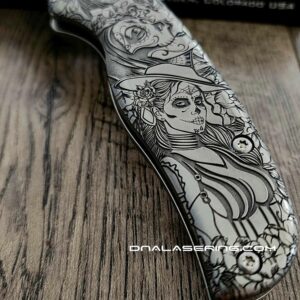 Spyderco Shaman - Day of the Dead - Relief Laser Engraved - Titanium scales - Complete Knife - LynchNW Clip - Phosphor Washers