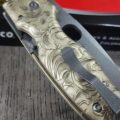 Spyderco Shaman - Filigree Scroll - Relief Engraving Style - Laser Engraved Brass Scales - EDC Gear *Scales Only* - Image 4