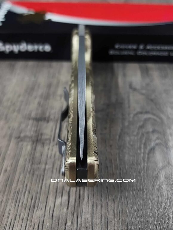 Spyderco Shaman - Filigree Scroll - Relief Engraving Style - Laser Engraved Brass Scales - EDC Gear *Scales Only* - Image 5
