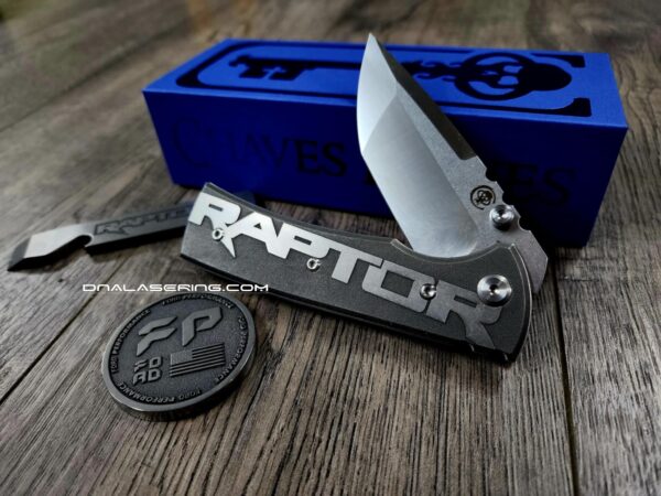 Raptor - Relief Laser Engraved Titanium Coin - Polished Finish