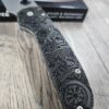 Spyderco Shaman with Viking Runes Engraved Lotus Black Canvas Micarta Scales and LynchNW Satin Deep Carry Pocket clip - S30V Blade Steel - COMPLETE KNIFE