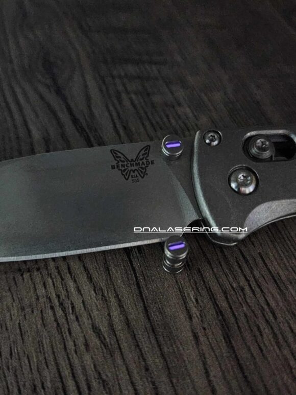 Benchmade - PURPLE Glow Rhino - Titanium Thumb Stud - Satin Finish - Flytanium Gear - Image 2