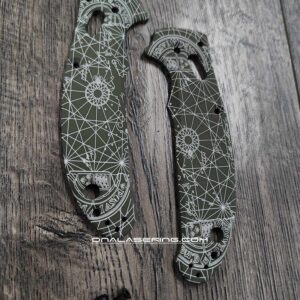 Goonies Map - Spyderco Manix 2 Laser Engraved Scales – Agent Series – Linerless – Cerakote OD GREEN - Optional Knife Install