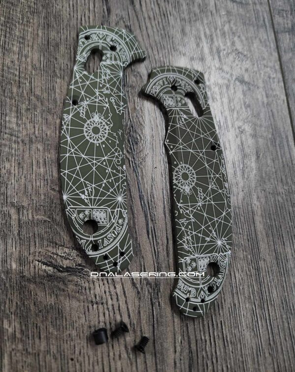 Goonies Map - Spyderco Manix 2 Laser Engraved Scales – Agent Series – Linerless – Cerakote OD GREEN - Optional Knife Install