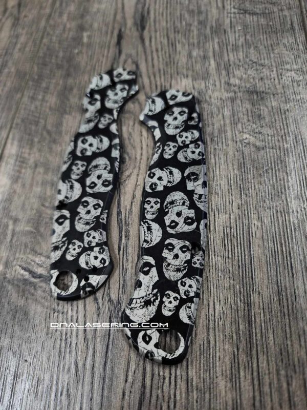 Misfits - Spyderco PM2 TI - Fiber Laser Engraved - Titanium Black Scales - Fiend Skulls - Flytanium Gear - Knife & Hardware Optional