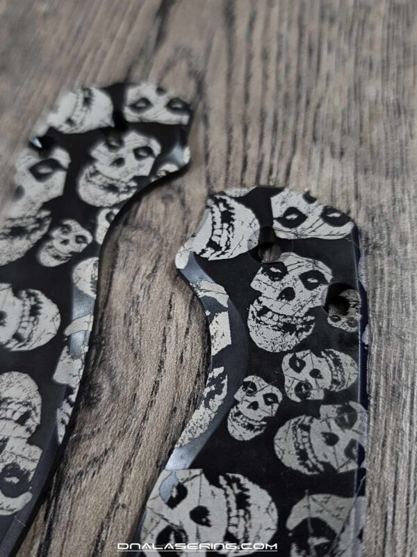 Misfits - Spyderco PM2 TI - Fiber Laser Engraved - Titanium Black Scales - Fiend Skulls - Flytanium Gear - Knife & Hardware Optional