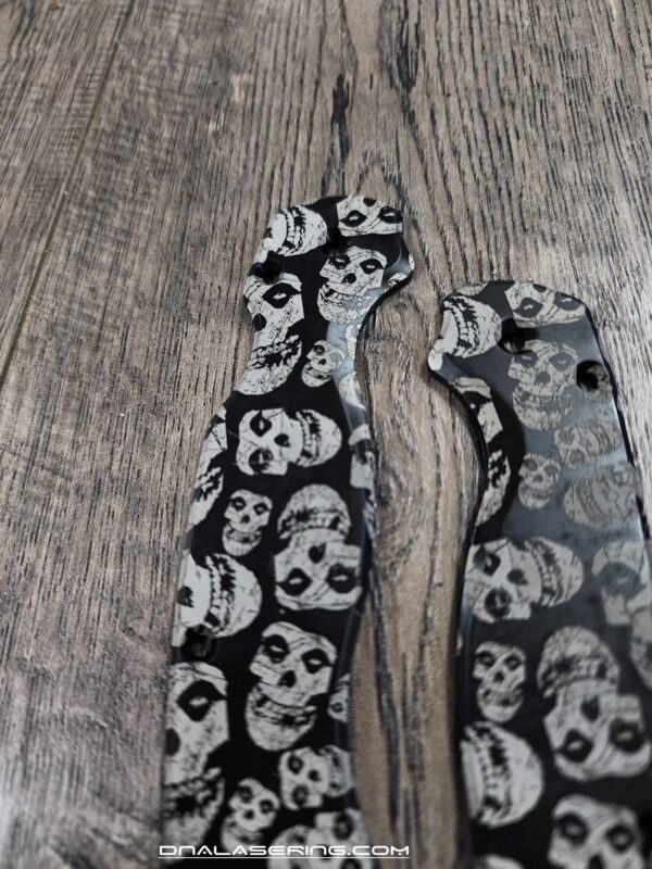 Misfits - Spyderco PM2 TI - Fiber Laser Engraved - Titanium Black Scales - Fiend Skulls - Flytanium Gear - Knife & Hardware Optional