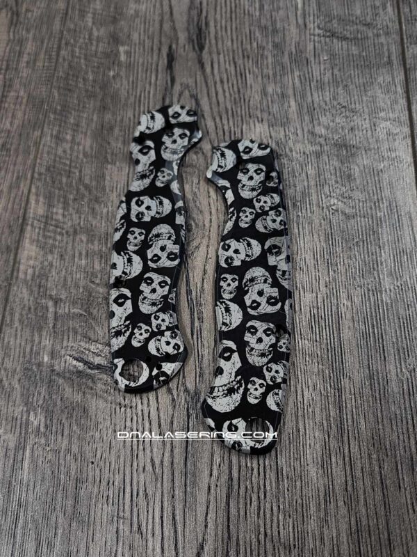 Misfits - Spyderco PM2 TI - Fiber Laser Engraved - Titanium Black Scales - Fiend Skulls - Flytanium Gear - Knife & Hardware Optional
