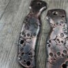 Skulls - Spyderco Shaman - Relief Laser Engraved Copper Knife Scales - Aged Finish