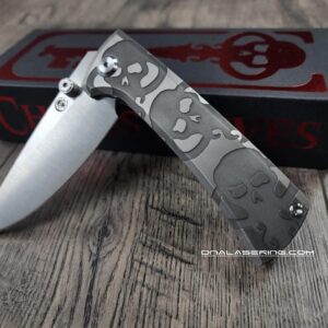 Chaves Knives - Relief Engraved RCK9 - Chaves Skull Keys - Titanium - M390 Steel - COMPLETE KNIFE - Extra clip - New in box