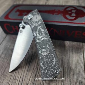 Chaves Knives - Relief Engraved RCK9 - Death Portal Theme - Titanium - M390 Steel - COMPLETE KNIFE - Extra clip - New in box