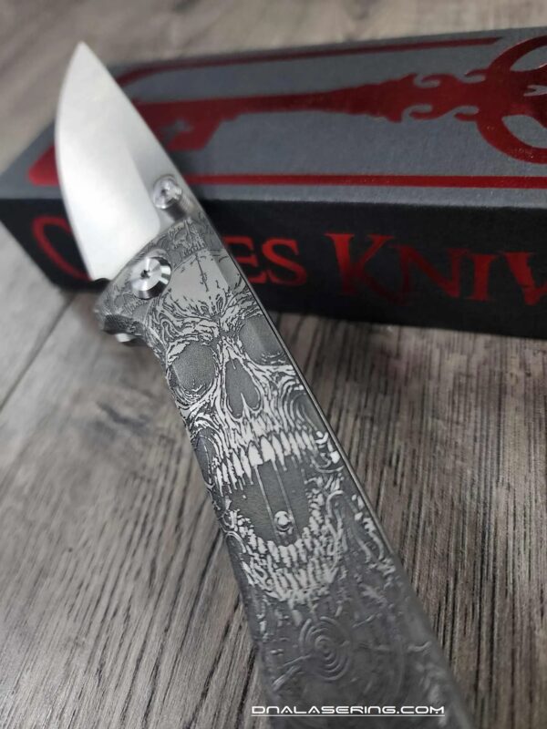 Chaves Knives - Relief Engraved RCK9 - Death Portal Theme - Titanium - M390 Steel - COMPLETE KNIFE - Extra clip - New in box