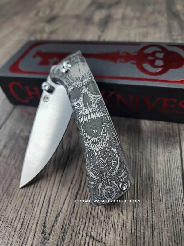Chaves Knives - Relief Engraved RCK9 - Death Portal Theme - Titanium - M390 Steel - COMPLETE KNIFE - Extra clip - New in box