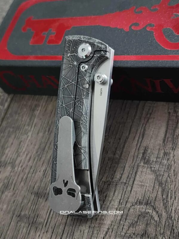 Chaves Knives - Relief Engraved RCK9 - GOONIES - Titanium Scales - M390 Steel - COMPLETE KNIFE - Extra clip - New in box