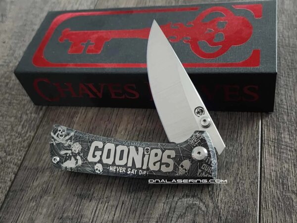 Chaves Knives - Relief Engraved RCK9 - GOONIES - Titanium Scales - M390 Steel - COMPLETE KNIFE - Extra clip - New in box