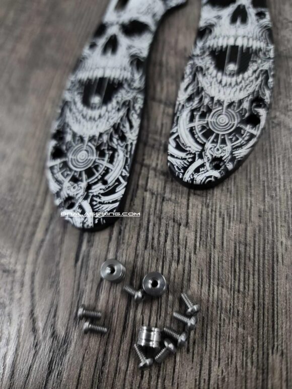 Benchmade Griptilian - Death Portal - Laser Engraved Black Aluminum Loop Scales - With Hardware - EDC Gear - Image 3