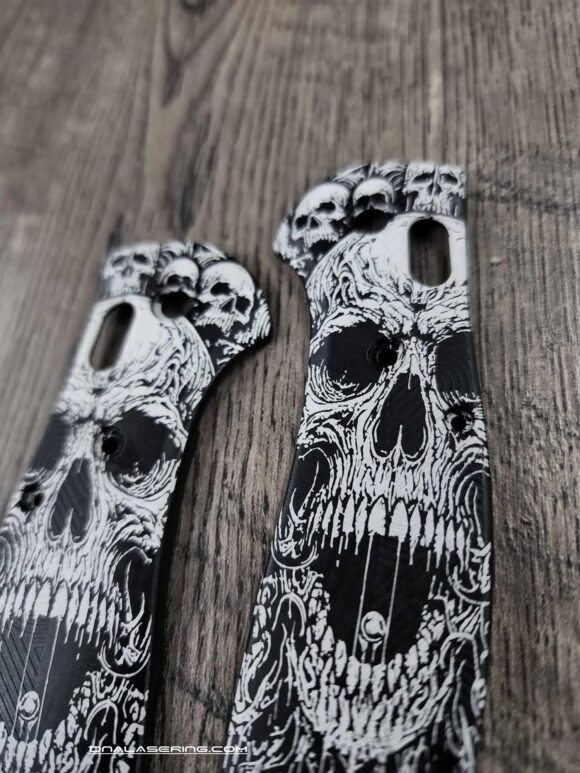 Benchmade Griptilian - Death Portal - Laser Engraved Black Aluminum Loop Scales - With Hardware - EDC Gear - Image 2