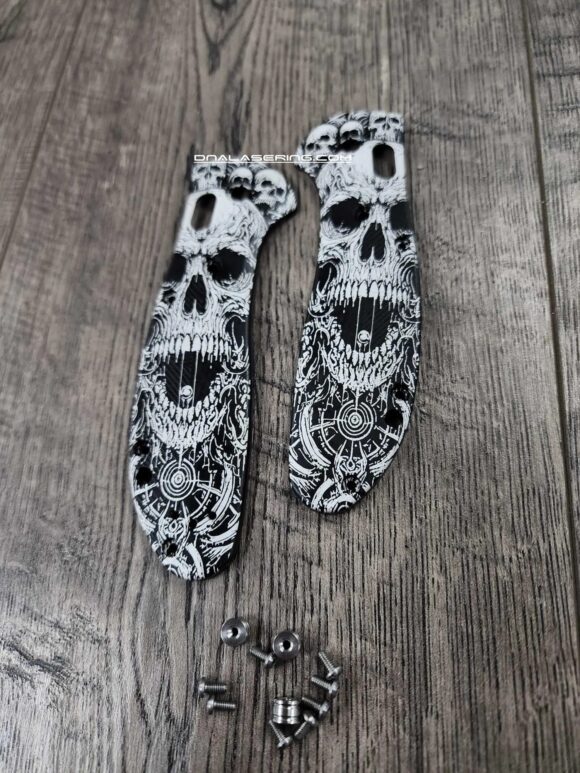 Benchmade Griptilian - Death Portal - Laser Engraved Black Aluminum Loop Scales - With Hardware - EDC Gear
