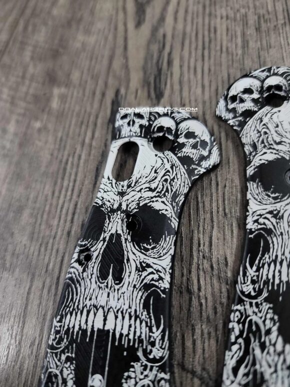Benchmade Griptilian - Death Portal - Laser Engraved Black Aluminum Loop Scales - With Hardware - EDC Gear - Image 4