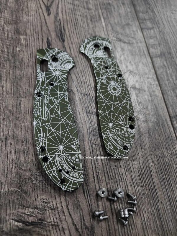 Benchmade Griptilian - Goonies Map - Laser Engraved OD Green Aluminum Loop Scales - With Hardware - EDC Gear