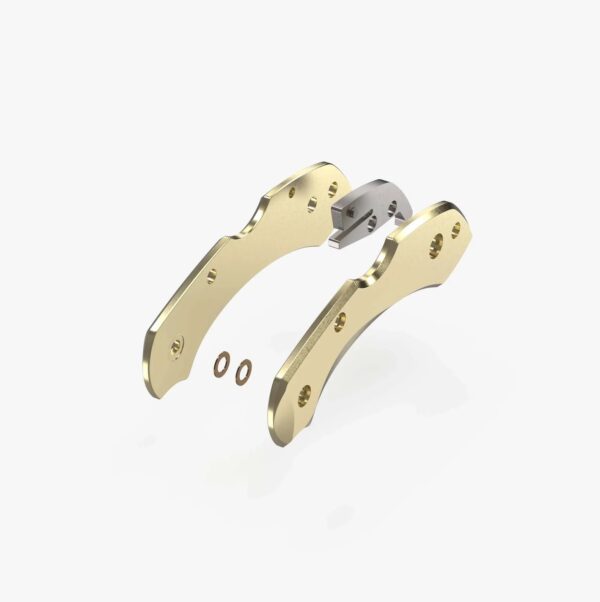 Dragonfly - Brass Scales Kit for Spyderco Dragonfly Knife - Stonewash - Flytanium Gear (Optional Seigaiha Waves Engraving)