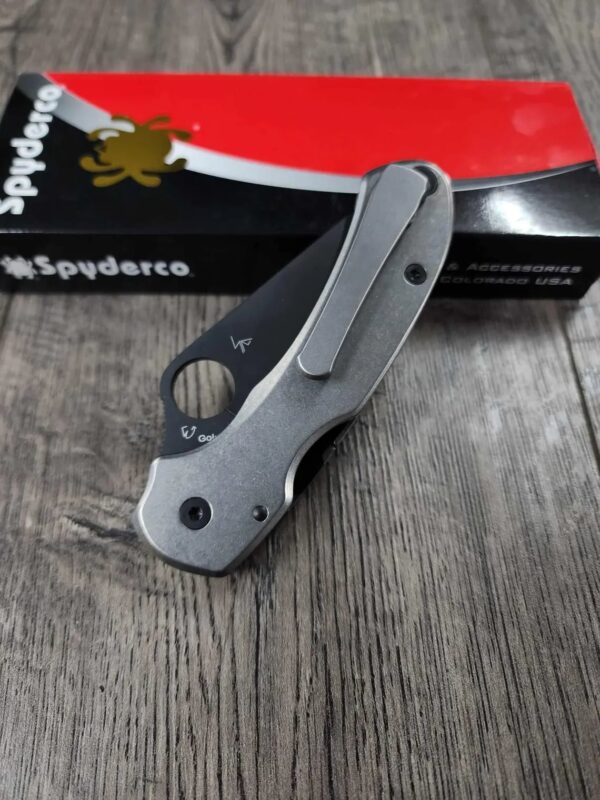 PM3 MAGNACUT Spyderco Para 3 Salt with AWT Skinny Cut titanium scales with V3 Modular stonewashed Pocket Clip - COMPLETE Knife! New In Box