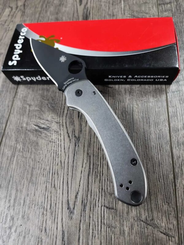 PM3 MAGNACUT Spyderco Para 3 Salt with AWT Skinny Cut titanium scales with V3 Modular stonewashed Pocket Clip - COMPLETE Knife! New In Box