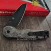 Custom Spyderco Smock Black CRUWEAR Titanium Great Waves Engraved NIB - LynchNW Smock Blacksmith Deep Carry Pocket Clip Installed