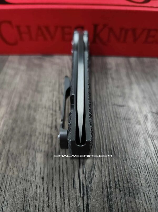 Chaves Liberation Street Integral Knife M390 SW TI – Chaves Aztec Design - With Extra Clip NEW in Box - Relief Engraved Chaves Mayan Design