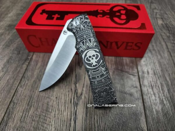 Chaves Liberation Street Integral Knife M390 SW TI – Chaves Aztec Design - With Extra Clip NEW in Box - Relief Engraved Chaves Mayan Design