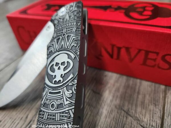 Chaves Liberation Street Integral Knife M390 SW TI – Chaves Aztec Design - With Extra Clip NEW in Box - Relief Engraved Chaves Mayan Design