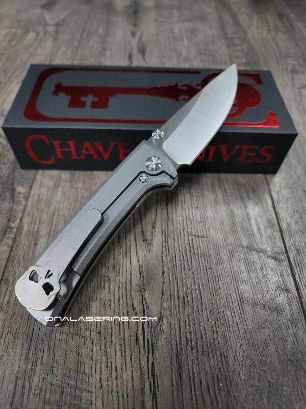 Chaves Knives - Relief Engraved RCK9 - Titanium Scales - Chaves Skull Aztec - M390 Steel - COMPLETE KNIFE With Extra Clip - New in Box