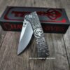 Chaves Knives - Relief Engraved RCK9 - Titanium Scales - Chaves Skull Aztec - M390 Steel - COMPLETE KNIFE With Extra Clip - New in Box