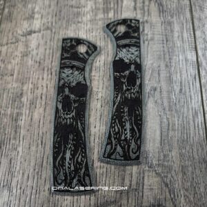 Chaves 229 Blue Label Scales – Deep Engraved Black Micarta Handles Davy Jones Design