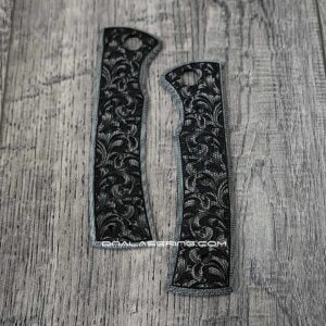 Chaves 229 Blue Label Scales – Deep Engraved Black Micarta Handles Scroll Design