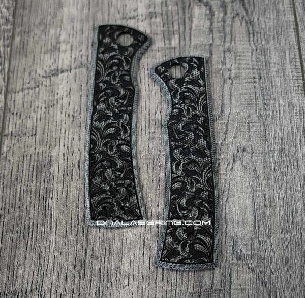 Chaves 229 Blue Label Scales – Deep Engraved Black Micarta Handles Scroll Design