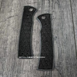 Chaves 229 Blue Label Scales – Deep Engraved Black Micarta Handles Seigaiha Waves Design