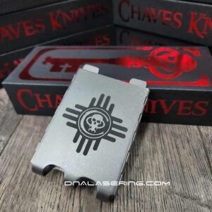 Chaves Ultramar - Skull & Zia Sun - Relief Fiber Laser Engraved - TI Fold Wallet - EDC Gear - Titanium Wallet Cards Only