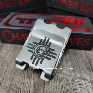 Chaves Ultramar - Skull & Zia Sun - Relief Fiber Laser Engraved - TI Fold Wallet - EDC Gear - Titanium Wallet with Money Clip