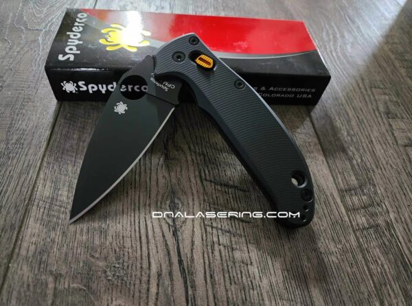 Spyderco Manix 2 With Upgrades! AWT Black Scales - Electric Orange Ball Cage - Phosphor Washers - Ceramic Ball and Spring Installed - COMPLETE KNIFE