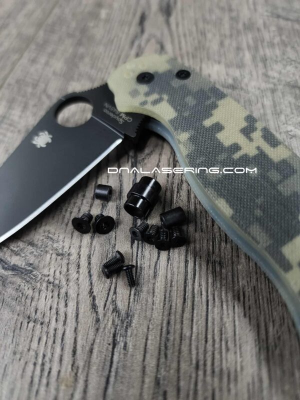 Replacement Screw Set for Spyderco Para Military 2 - Stainless Steel - Blacked Out - PM2 - EDC Gear