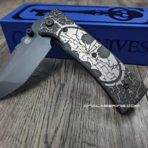 Chaves Redencion 229 - Relief Engraved Batman / Gotham Theme - Black ELMAX Tanto Blade - COMPLETE KNIFE